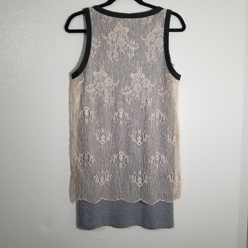 COP Copine Rose/Gray Floral Sheer Overlaying Mini Dress Kelti Robe Sz 36 or 4,6 - Picture 4 of 11